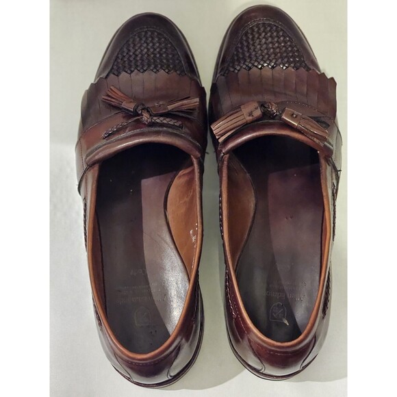 Men's ALLEN EDMONDS CODY Kiltie Tassel Loafers 11 D Brown Woven Leather Shoes - Picture 6 of 14